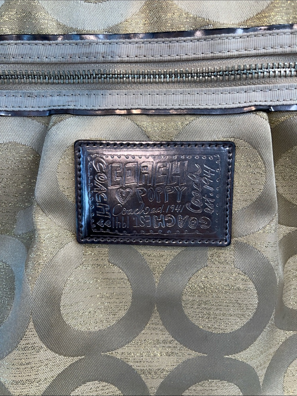 Coach Poppy Glam Gold Metallic Signature Lurex Tote Bag F1026-15865 - Picture 10 of 12